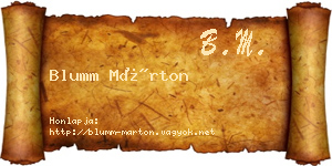 Blumm Márton névjegykártya
